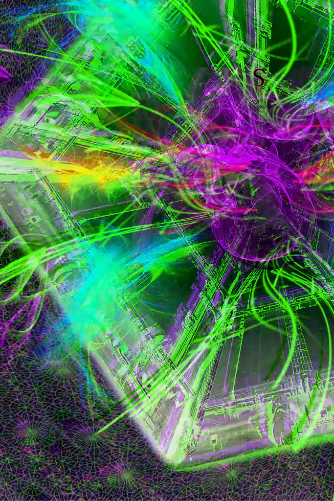 Cosmic 3D textile print with futuristic galaxy and celestial patterns from the Futurism collection.