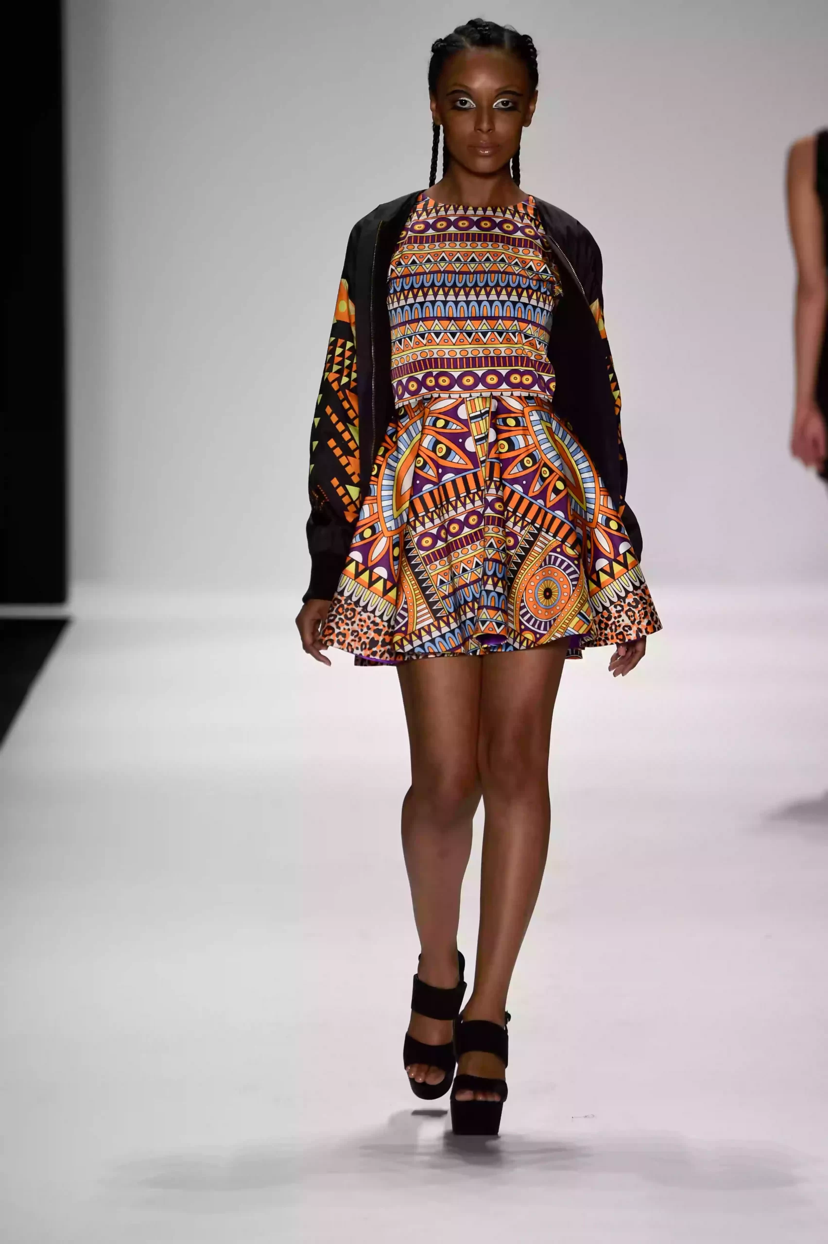 SS15 african print bomber jacket and tribal print short dress scaled