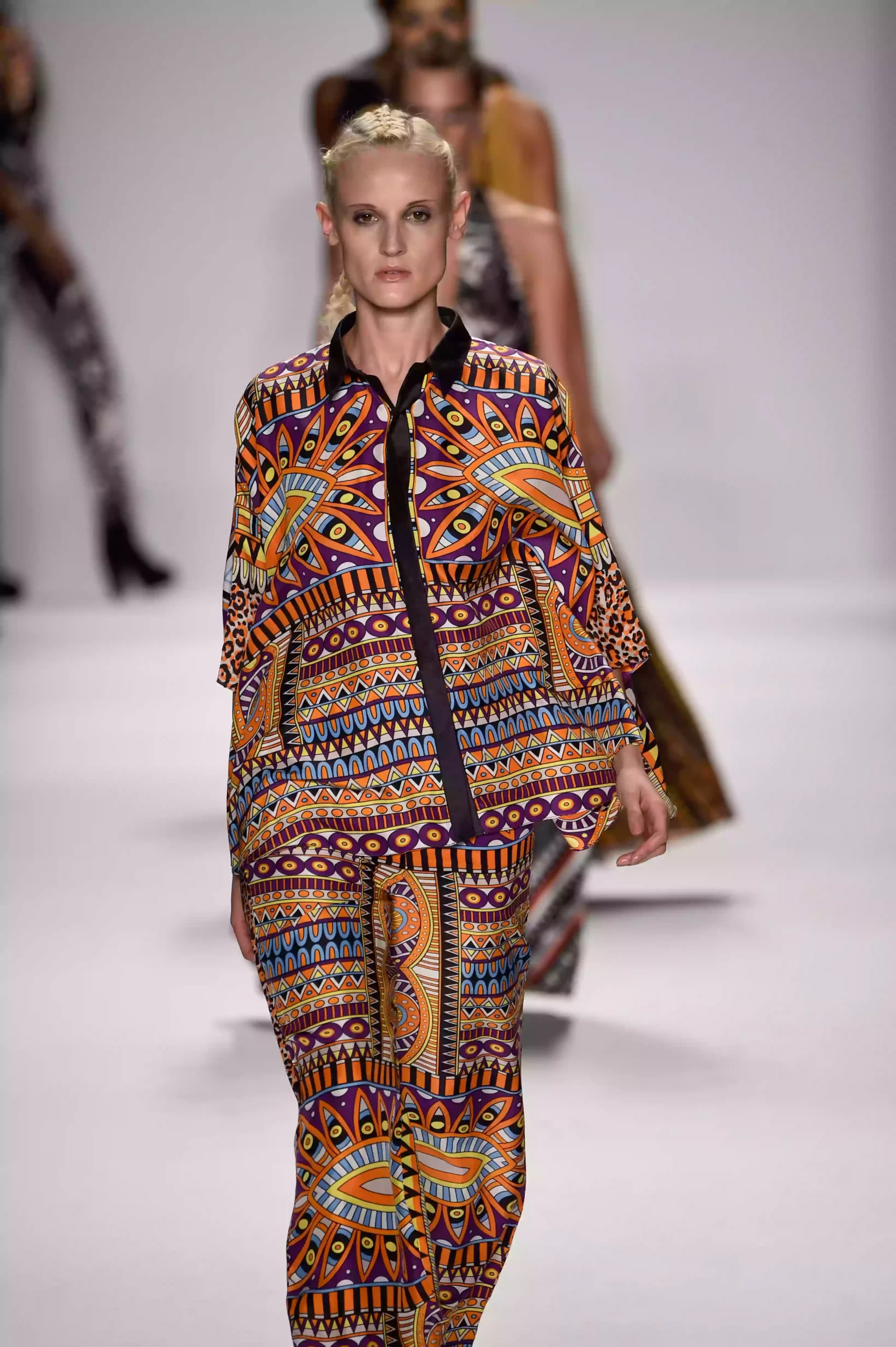 SS15 button down tribal print silk kaftan shirt and trousers scaled