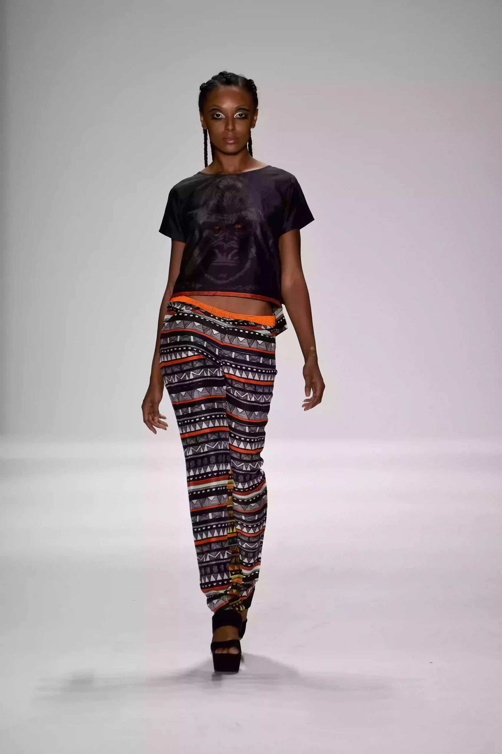 SS15 gorilla silk print top and hand beaded trouser scaled