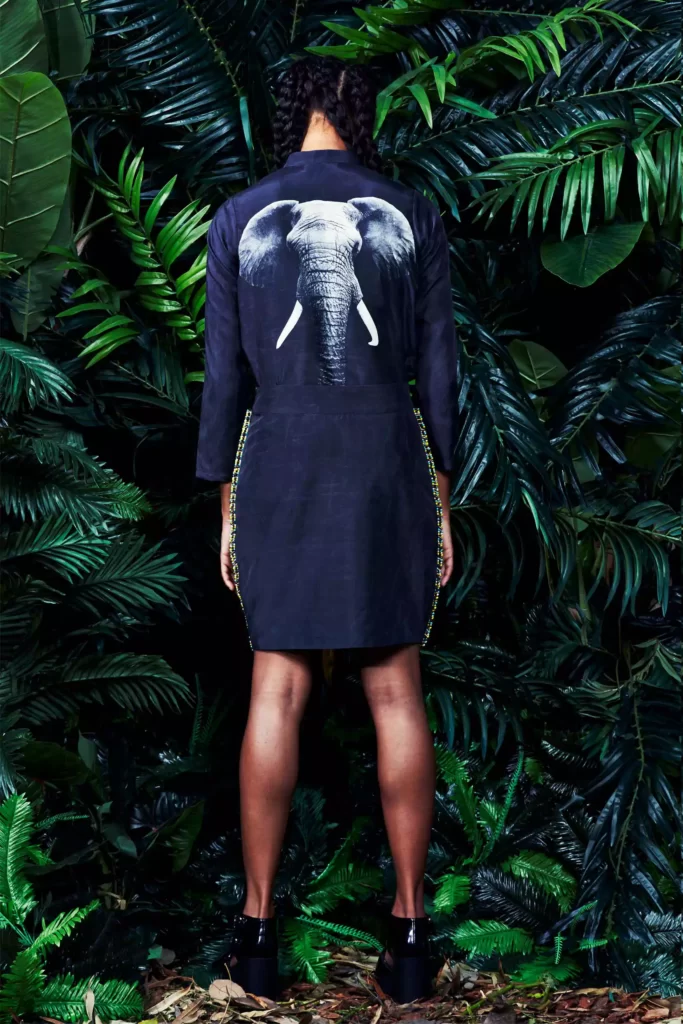 LOOK11BACK elephant print shirt and skirt