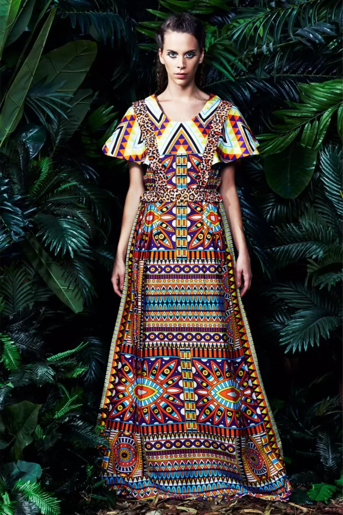 LOOK30 tribal animal print dress