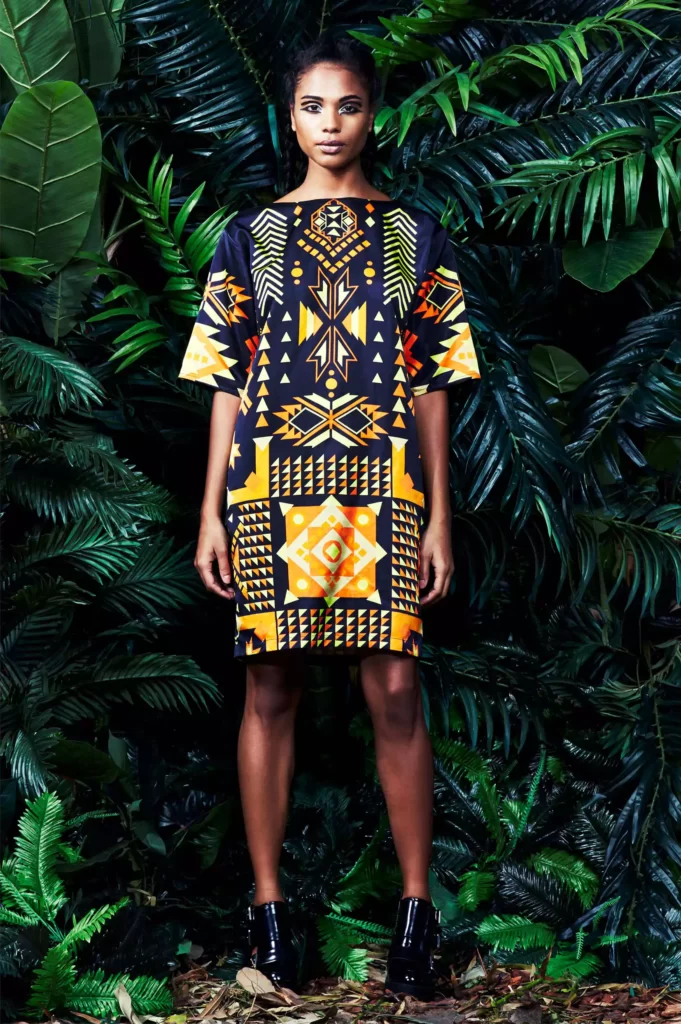 LOOK7 tribal print kimono dress