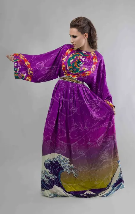 13.kanagawa waves kimono dress