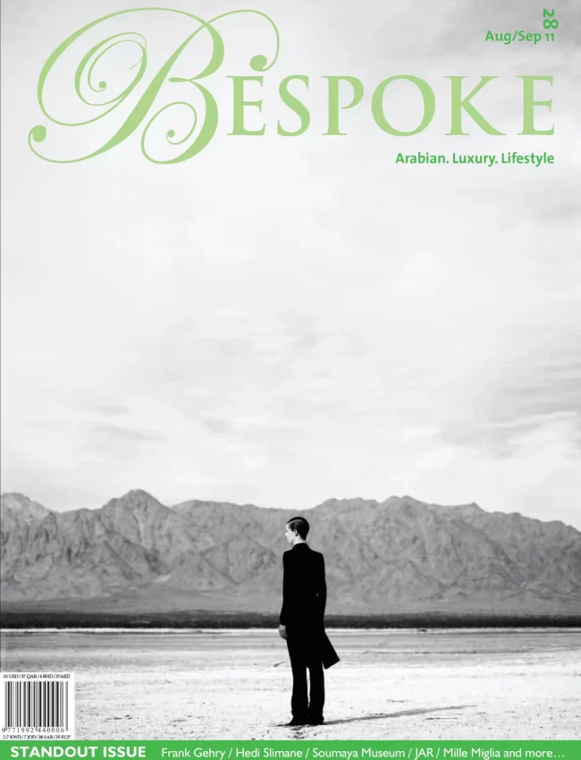Shrekahnth Dubai Fashion Weeks Collection review on the cover of Bespoke magazine of Saudi Arabia.