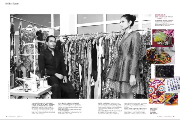 Shrekahnth Interview and collection review in Emirates Woman Magazine.