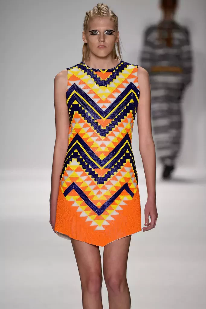 A whole glass Beading dress is shown in new york fashion week